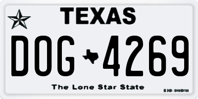 TX license plate DOG4269