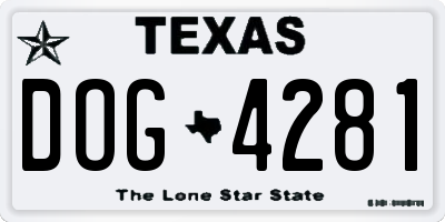 TX license plate DOG4281