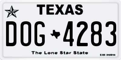TX license plate DOG4283