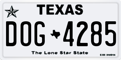 TX license plate DOG4285