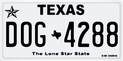 TX license plate DOG4288
