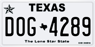 TX license plate DOG4289