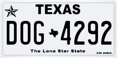 TX license plate DOG4292