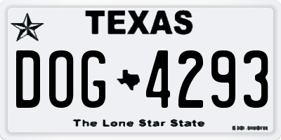 TX license plate DOG4293