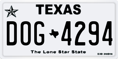 TX license plate DOG4294