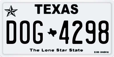 TX license plate DOG4298