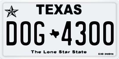 TX license plate DOG4300