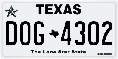 TX license plate DOG4302