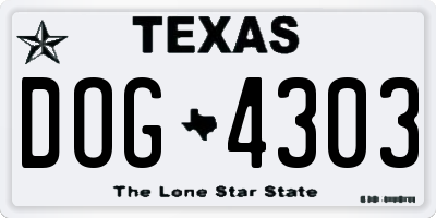 TX license plate DOG4303