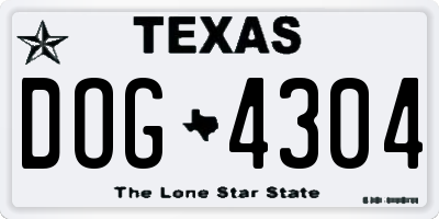 TX license plate DOG4304