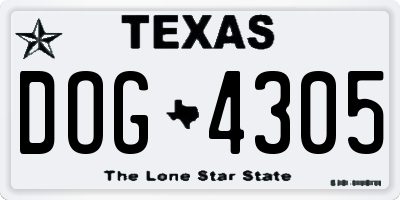 TX license plate DOG4305