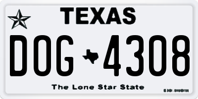 TX license plate DOG4308