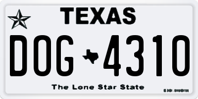 TX license plate DOG4310