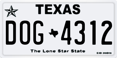 TX license plate DOG4312