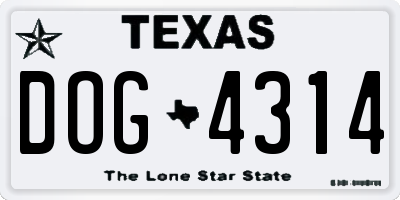 TX license plate DOG4314
