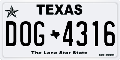 TX license plate DOG4316