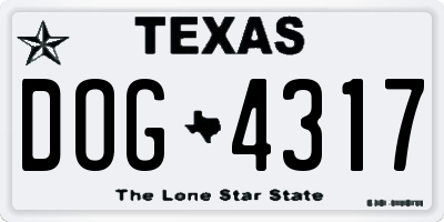 TX license plate DOG4317
