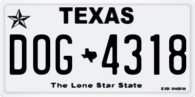TX license plate DOG4318