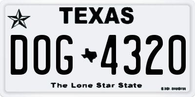 TX license plate DOG4320