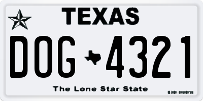 TX license plate DOG4321