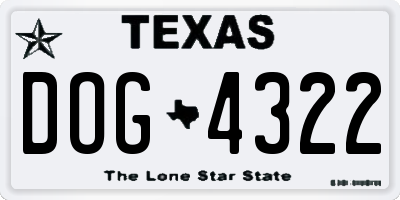 TX license plate DOG4322