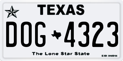 TX license plate DOG4323