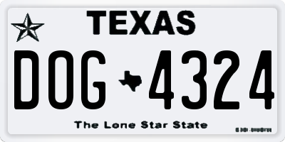 TX license plate DOG4324