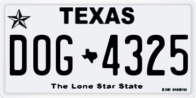 TX license plate DOG4325