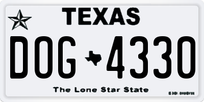 TX license plate DOG4330