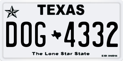 TX license plate DOG4332