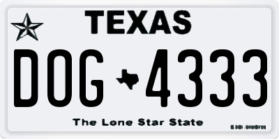 TX license plate DOG4333