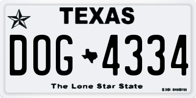 TX license plate DOG4334