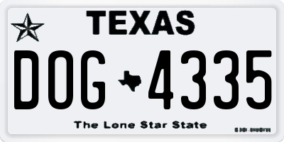 TX license plate DOG4335