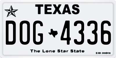 TX license plate DOG4336