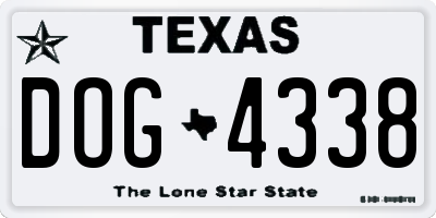 TX license plate DOG4338