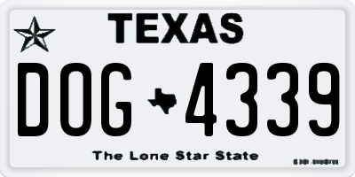 TX license plate DOG4339