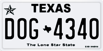 TX license plate DOG4340
