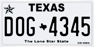 TX license plate DOG4345