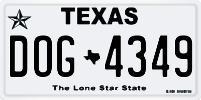 TX license plate DOG4349
