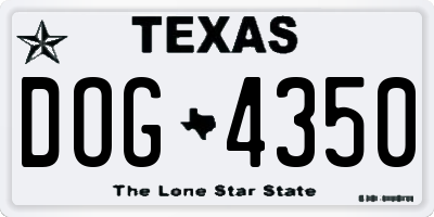 TX license plate DOG4350