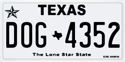 TX license plate DOG4352