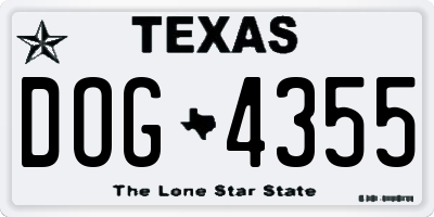 TX license plate DOG4355