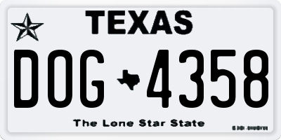 TX license plate DOG4358