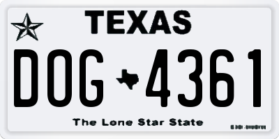 TX license plate DOG4361