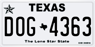 TX license plate DOG4363