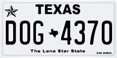 TX license plate DOG4370