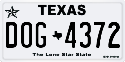 TX license plate DOG4372
