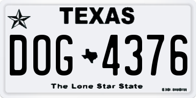 TX license plate DOG4376
