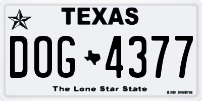 TX license plate DOG4377