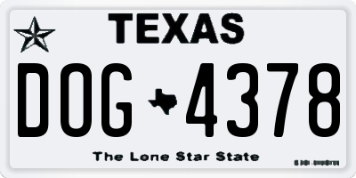 TX license plate DOG4378